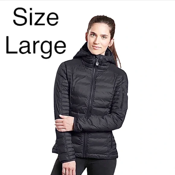 KUHL’s  Women's black SPYFIRE -Black hoody  Puffer Jacket- NEW - Picture 2 of 12